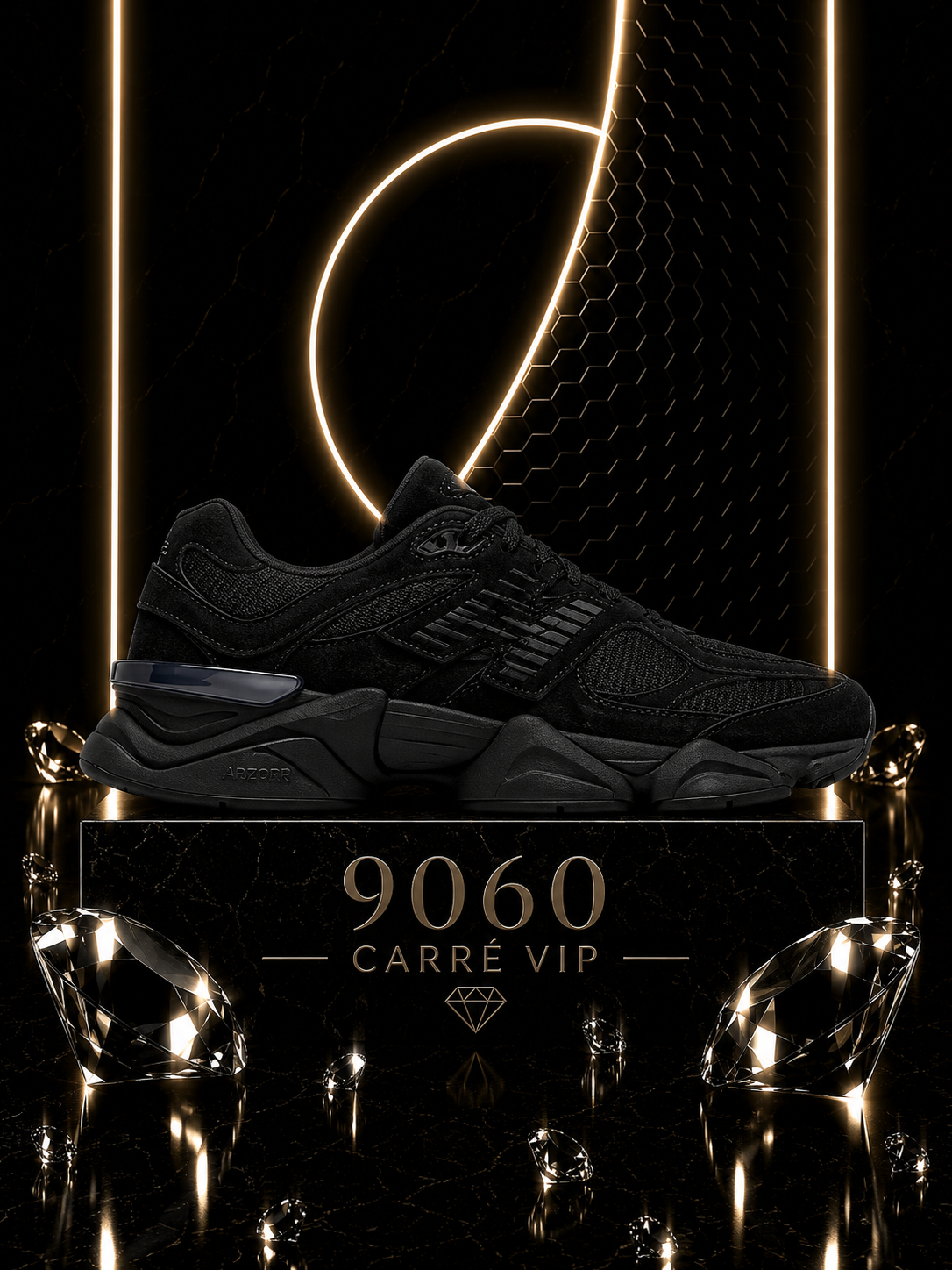 9060 Triple Black Suede