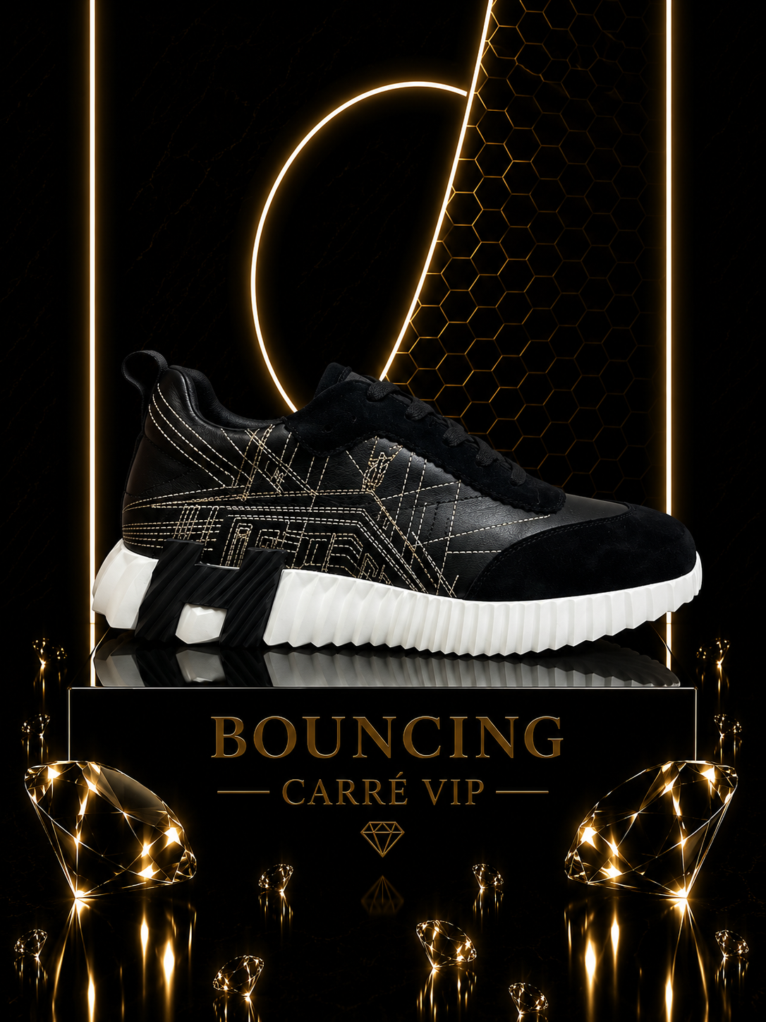 Bouncing Embroidered Black