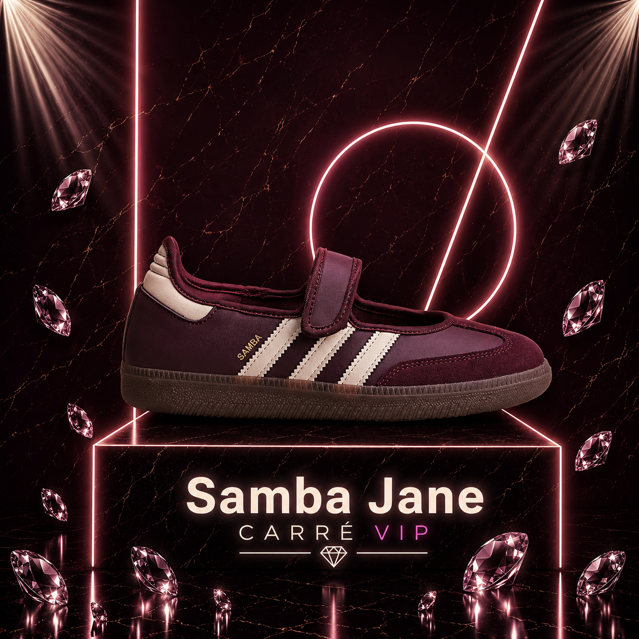 Samba Jane Maroon Cream White