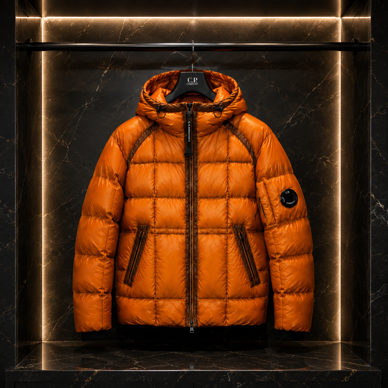 DD Shell – Doudoune Orange à Capuche