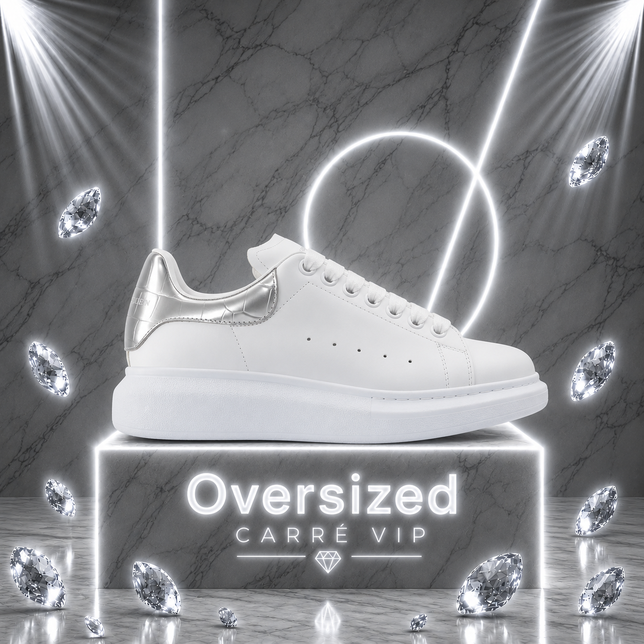 Oversized White Silver