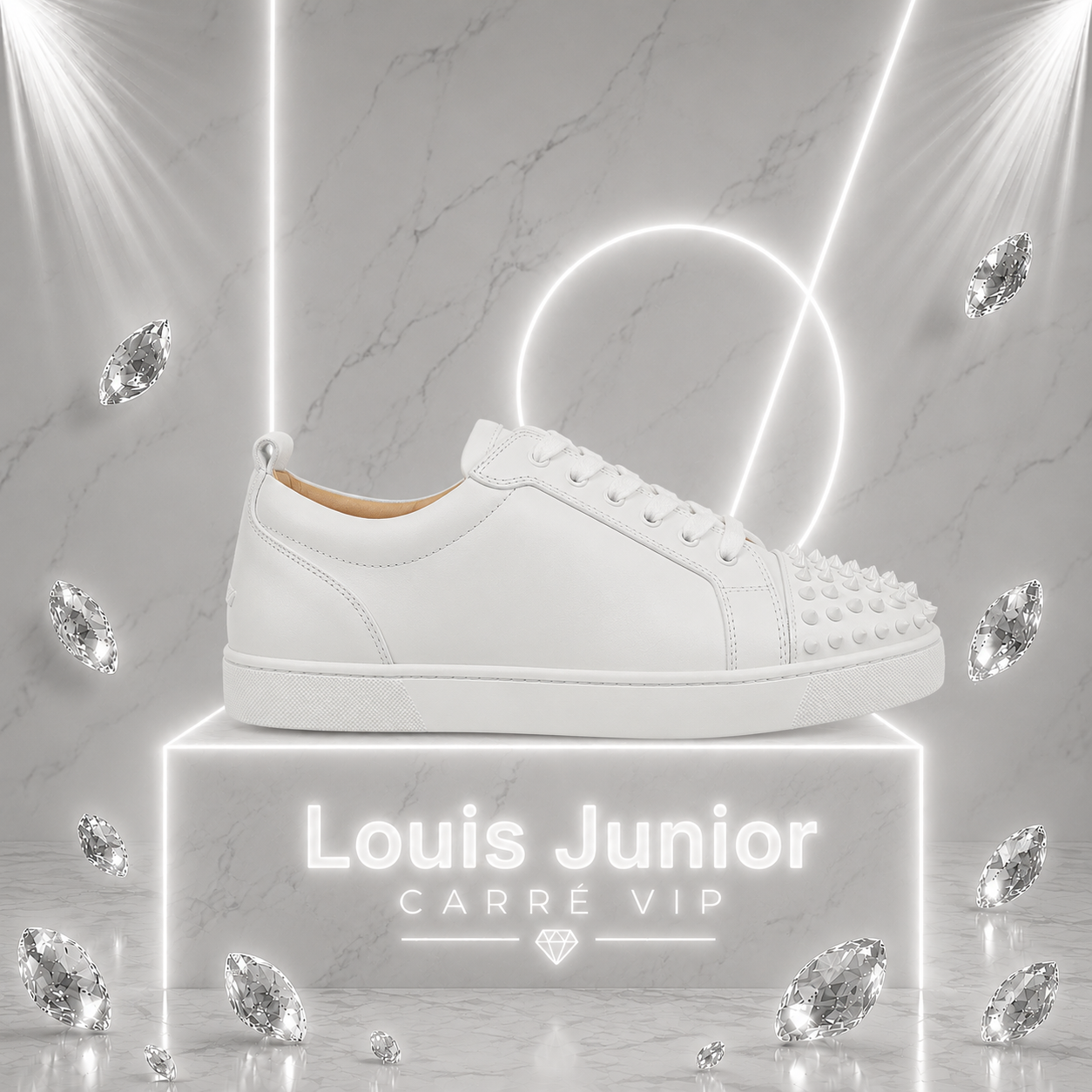 Louis Junior Spikes Leather White